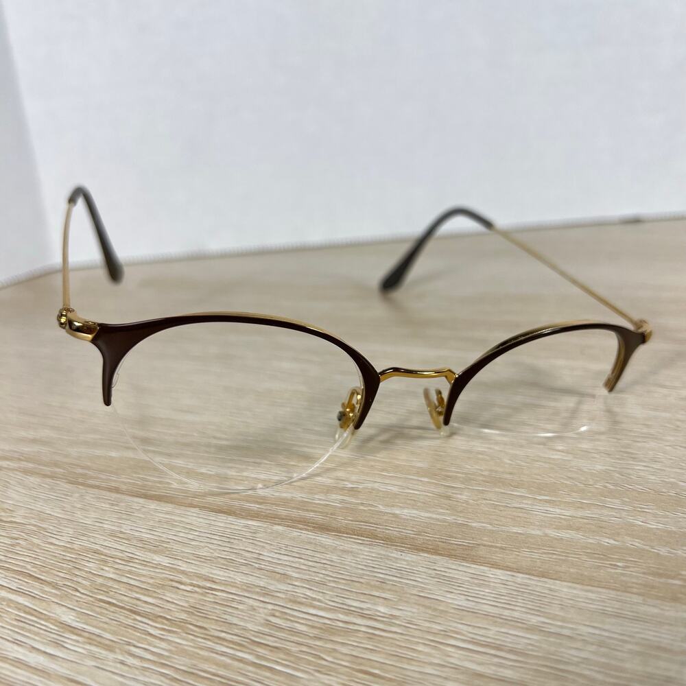 Ray-Ban RB3578V 2905 Eyeglasses Round Half Rim Brown Gold Frames 48-22-145